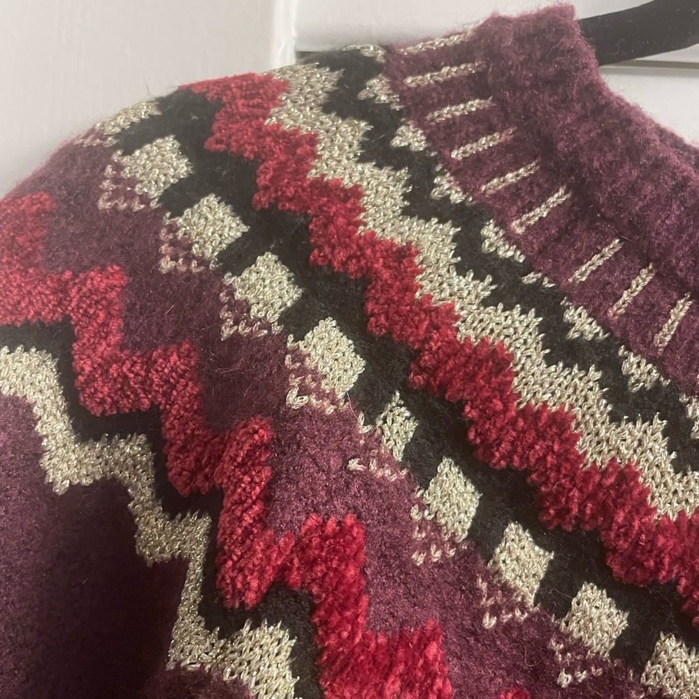 Alya Anthropologie Multi Texture Sweater w/Metallic Detailing in Decorative Trim - Picture 2 of 8